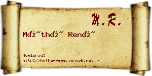 Máthé René névjegykártya